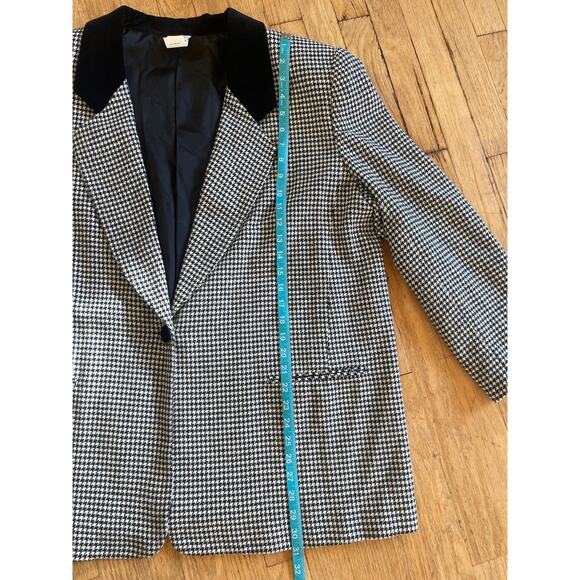 Jaclyn Smith Houndstooth Blazer Black Velvet Collar Office Comfort Womens 20 - Picture 5 of 9